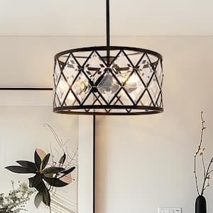 60-Watt 3-Light Black Metal Pendant Light for Foyer and No Bulbs Included