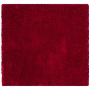 Luxe Shag Red 6 ft. x 6 ft. Square Solid Area Rug