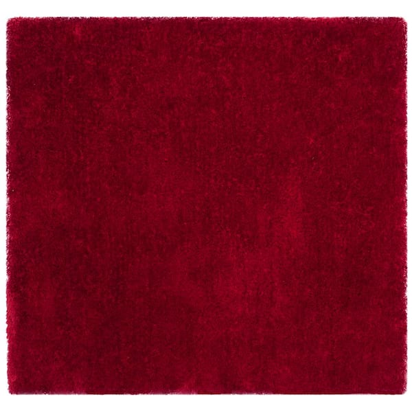 SAFAVIEH Luxe Shag Red 6 ft. x 6 ft. Square Solid Area Rug