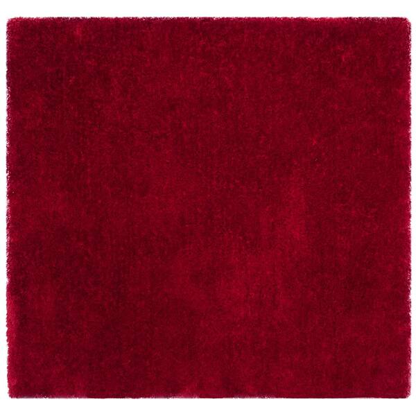 SAFAVIEH Luxe Shag Red 6 ft. x 6 ft. Square Solid Area Rug