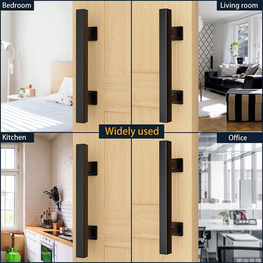 Matte Black 12" Sliding Barn Door Handle Set