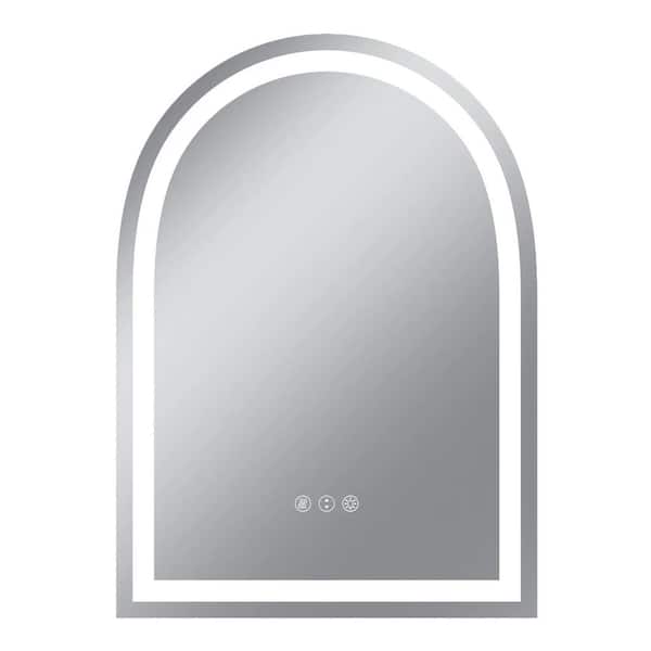 26 in. W x 36 in. H Arch Frameless UL Certified Front and Back LED Anti-Fog Tempered Glass Bathroom Vanity Mirror