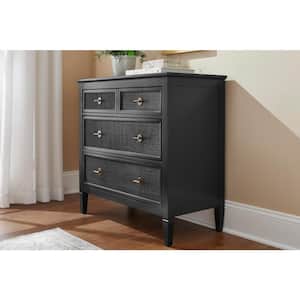 Marsden Black 3-Drawers 38 in. Cane Chest of Drawers