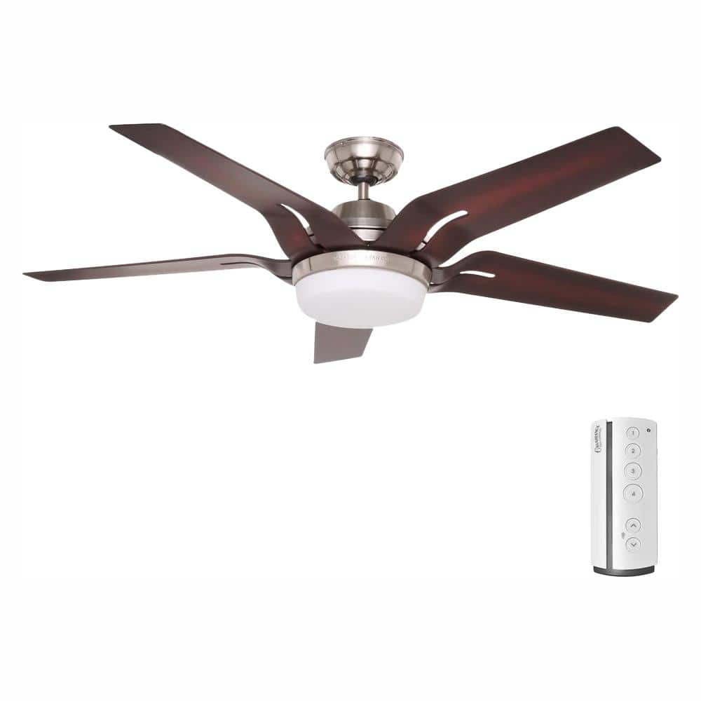 Correne 56" Brushed Nickel Ceiling Fan with Coffee Beech Blades and LED Light