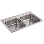 Toccata Drop-in Stainless Steel 33 in. 4-Hole Double Bowl Kitchen Sink