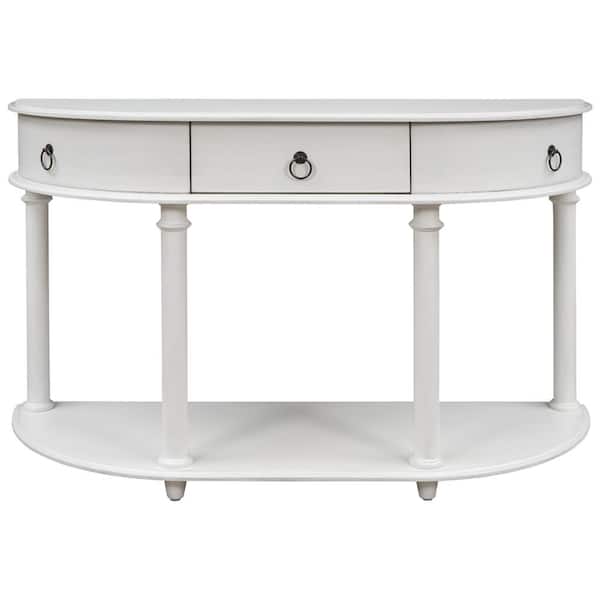 Z-joyee White Wood Storage Cabinet with Decorative Mirror Door