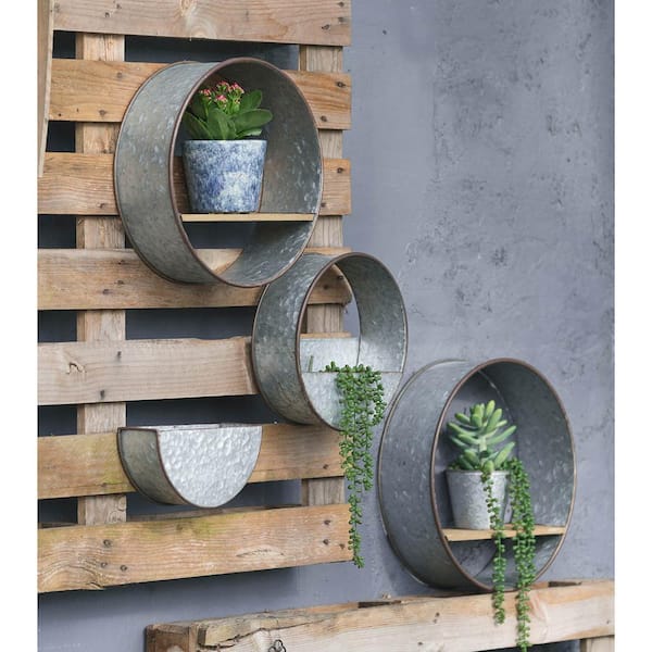 A & B Home Gray Round Zale Wall Planters (Set of 5) D43521-DS