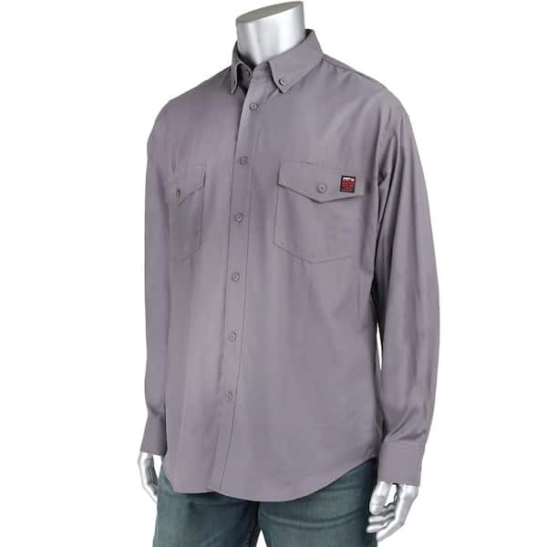 PIP Men's Large Gray AR/FR Dual Certified Ripstop Long Sleeve Work