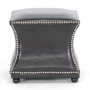 Ellastone Traditional Dark Brown Faux Leather Upholstered Ottoman
