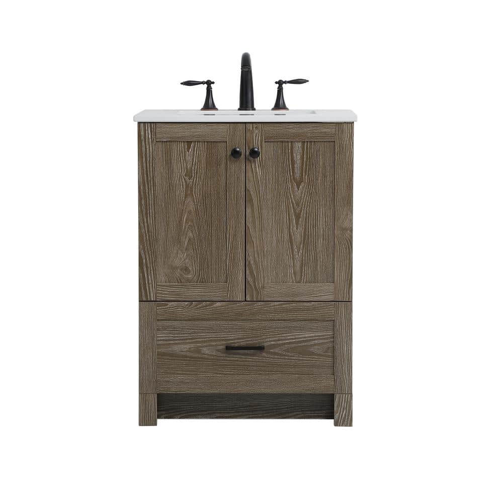 Timeless Home 24 in. W x 19 in. D x 34 in. H Single Bathroom Vanity in Weat