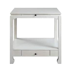 Seatlas 28 Antique White Finish 28 Square Poplar Console Wood Top Table