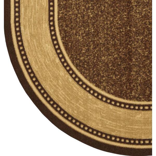 Ottomanson Classics Non-Slip Rubberback Bordered 5x7 Indoor Oval Area Rug, 5' x 6'6 Oval, Brown