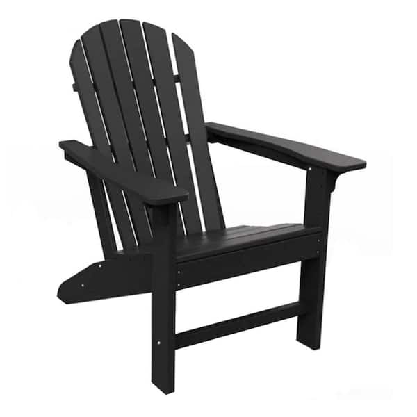 OTSUN Traditional Curveback Plastic Outdoor Patio Adirondack Chair in Black Set of 1