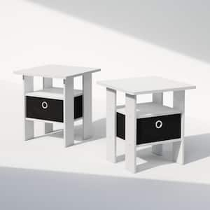 Tidur White/Black 1 Drawer 17.5 in. W Nightstands (Set of 2)