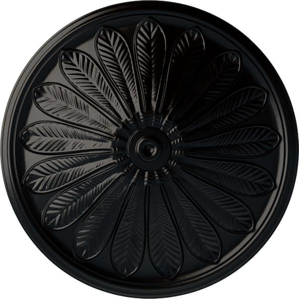 Ekena Millwork 25-1/2" x 5-1/2" Brontes Urethane Ceiling Medallion (Fits Canopies upto 3-5/8"), Hand-Painted Jet Black