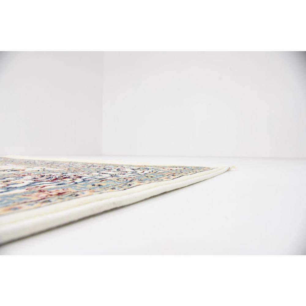 Ivory Floral Synthetic Stain-Resistant Rectangular Area Rug