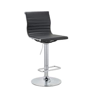 31 in. Black and Chrome Low Back Metal Frame Bar Stool with Faux Leather Seat(Set of 2)