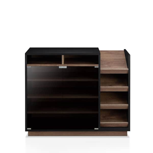 Furniture of America 35.27 in. H x 441 in. W Black Wood Shoe Storage Cabinet