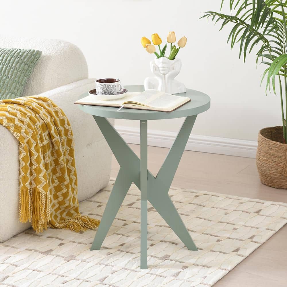 20 in. Green Round MDF End Table with Crossed Legs and Sturdy Four-Leg Base price history on PriceWatchPro