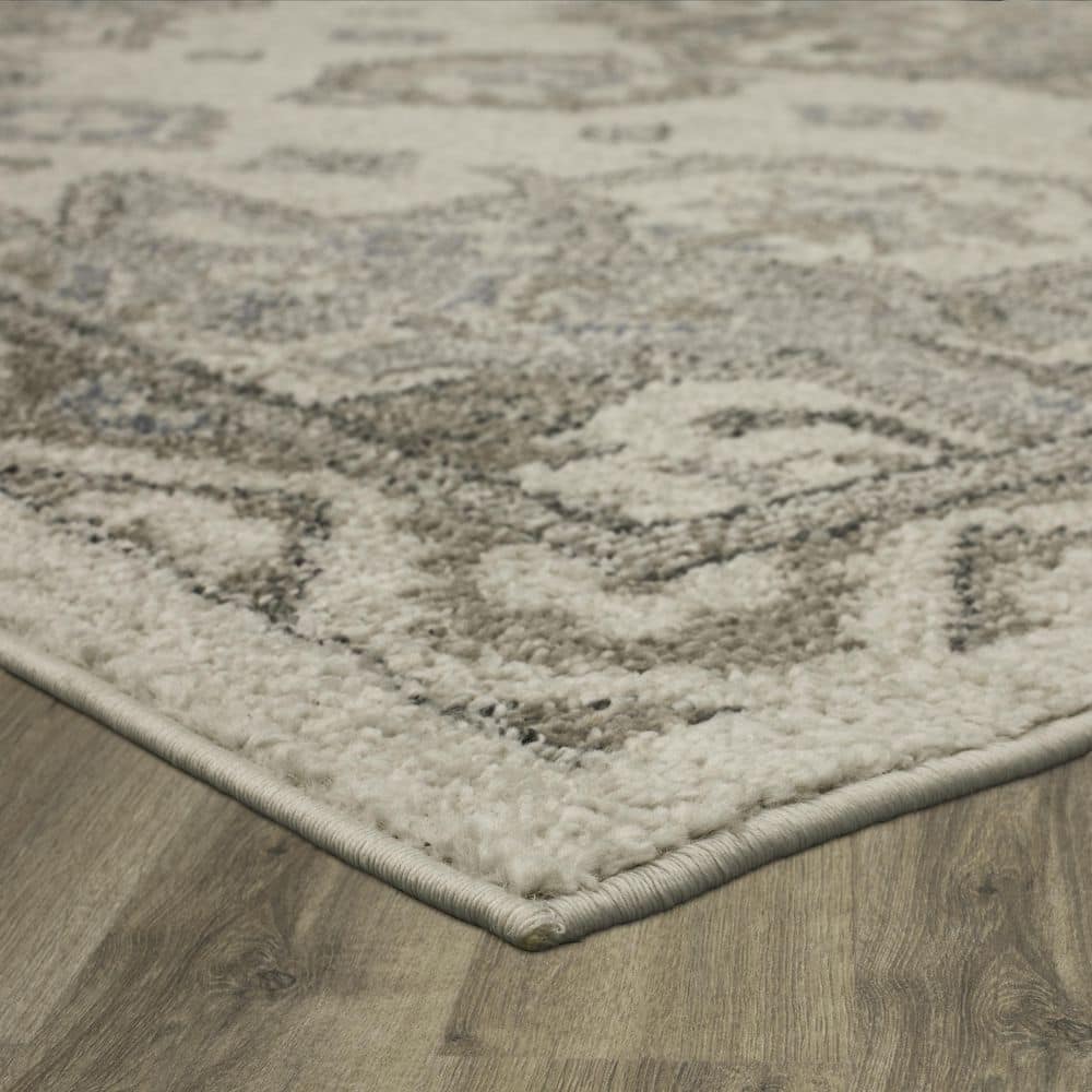 Elegant Gray 5'3" x 8' Easy-Care Synthetic Area Rug