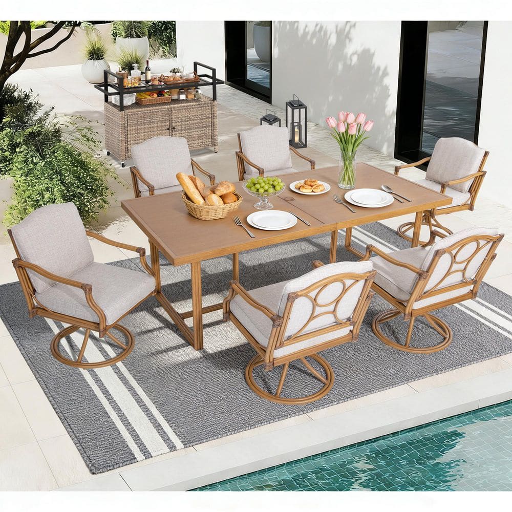 Arcadia 7-Piece Aluminum Swivel Outdoor Dining Set with Cushions price history on PriceWatchPro
