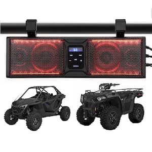 ATV/UTV Sound Bar Sound System Amplified IP65 Water-Resistant BT Speaker Fits 1.75-2.25 in. Roll Cage for Golf Cart/Cart