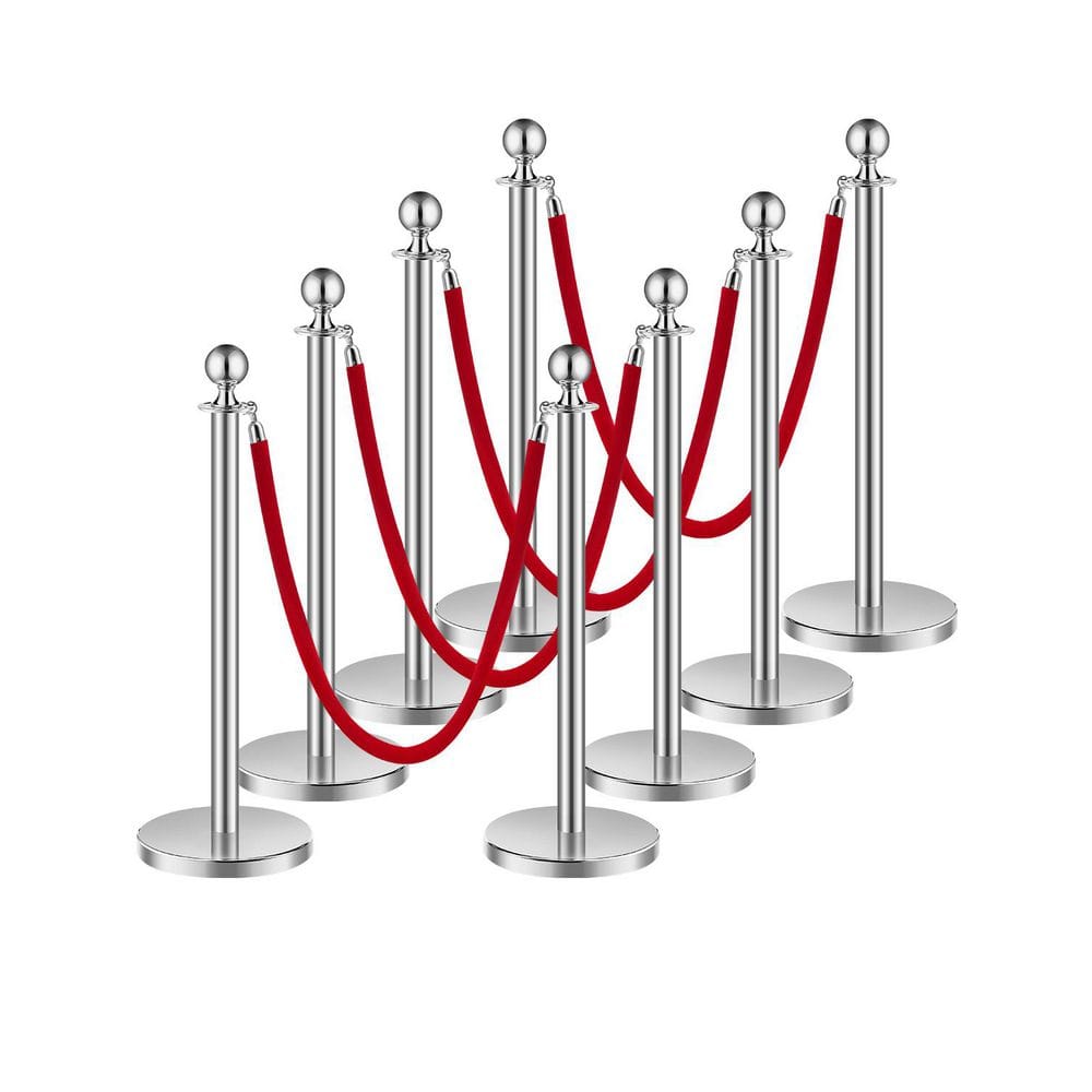 Stanchions and Velvet Ropes 8 Pcs, Hollow Base with Stainless Steel Post, 4 Red Velvet Ropes and Posts price history on PriceWatchPro