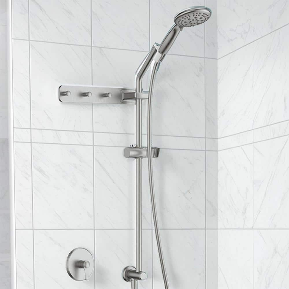 5.9"" Wall Pole Length Single Handle 6-Spray Patterns Shower Faucet 1.8 GPM with High Pressure Hand Shower in Old Silver