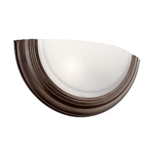 Ray 1-Light Rubbed Oil Bronze Wall Sconce with Frosted Glass