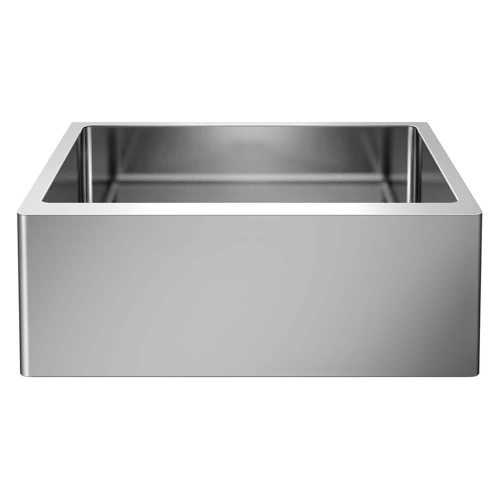 Blanco Quatrus R15 Brushed Stainless 18-Gauge Stainless Steel 25 in. Single  Bowl Farmhouse Apron Kitchen Sink 522215 - The Home Depot