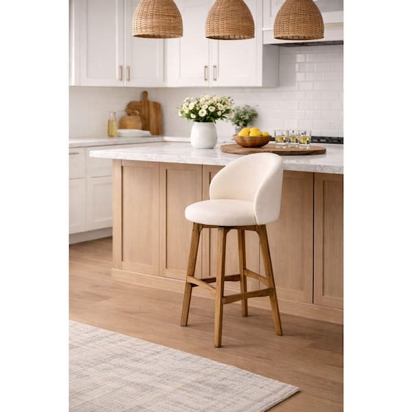 Garet Swivel Wood Bar Stool-Rustic Natural Finish