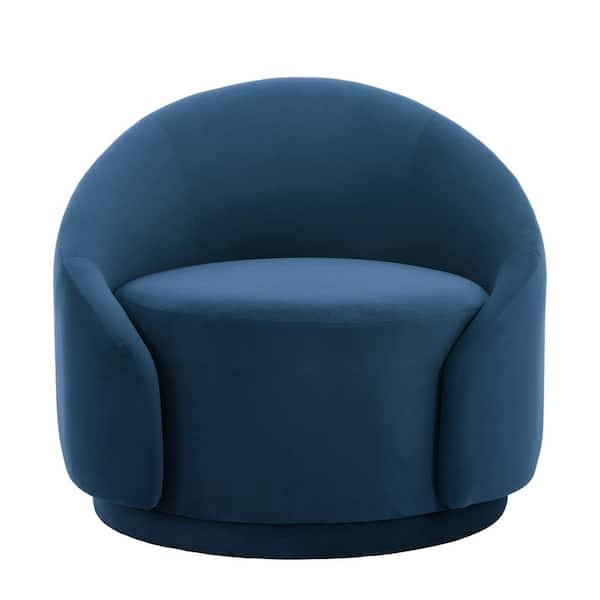 Modern Blue Velvet Upholstered 360° Swivel Accent Barrel Chair(Set of 1)
