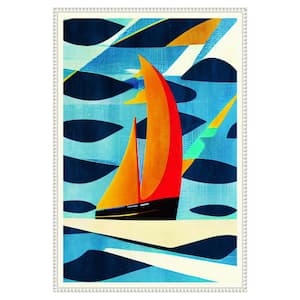"Blue Coast" by Bo Anderson 1 Piece Floater Frame Giclee Coastal Canvas Art Print 33 in. x 23 in .