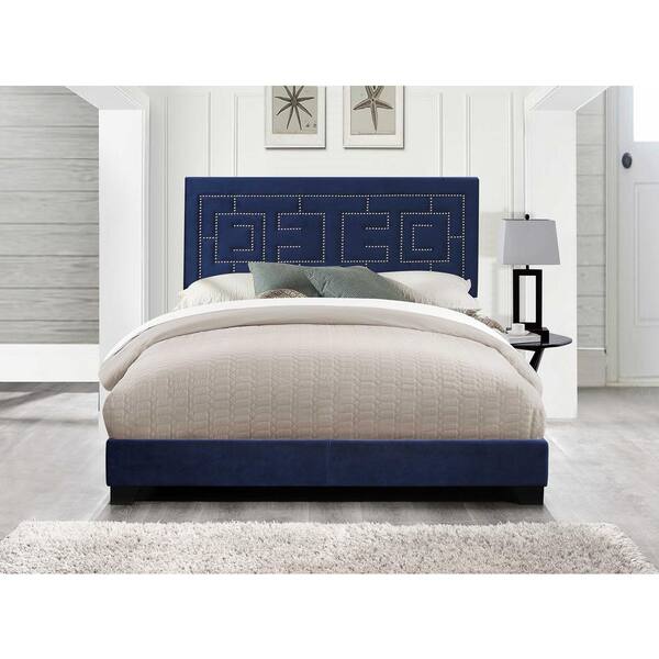 Homeroots Amelia Dark Blue Velvet Upholstered Bed Wood Leg Queen 347044 The Home Depot - Upholstered Bed Frame Queen Navy Blue Homeroots Amelia Dark Blue Velvet Upholstered Bed Wood Leg Queen 347044 The Home Depot - Upholstered Bed Frame Queen Navy Blue