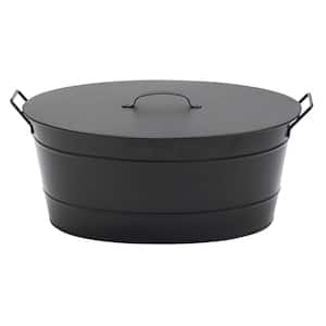 21 in. L Black Versatile Traditional Galvanized Steel Oval Tub with Lid