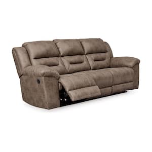 41 in. Pillow Top Arm Faux Leather Rectangle Manual Recliner Sofa in. Taupe