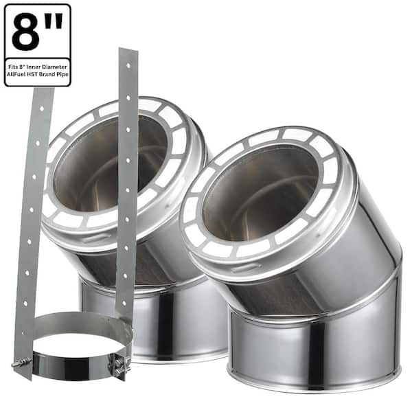 ALLFUEL HST 8 in. x 12 in. 30-Degree Elbow Kit for Double Wall Chimney Pipe