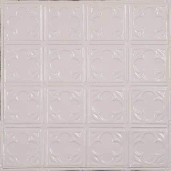 AMERICAN TIN CEILINGS Pattern #35 in Creamy White Satin 2 ft. x 2 ft ...