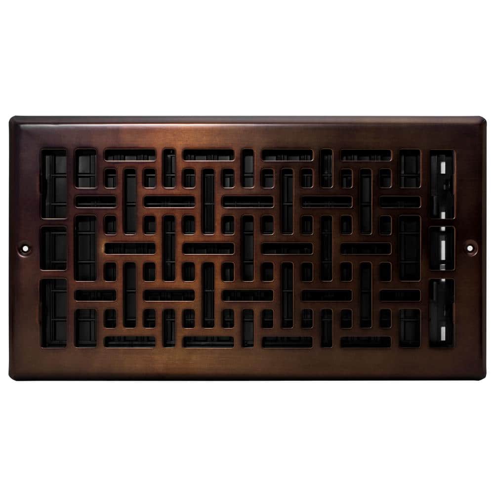 Oriental Design Rubbed Bronze 6" x 12" Wall Register