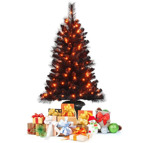 black_tree様 Costway 4 ft. Black Pre-Lit Artificial Christmas Tree Potted