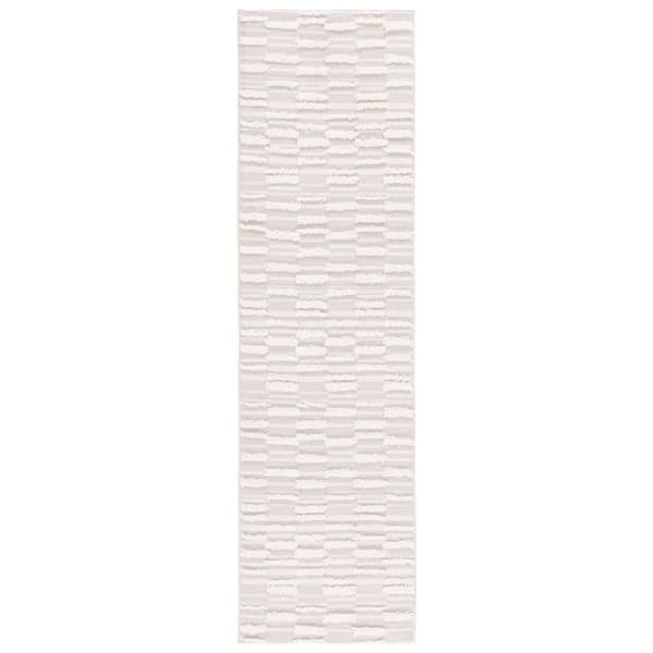 Trends 2 ft. x 7 ft. Beige/Ivory High-Low Striped Runner Rug