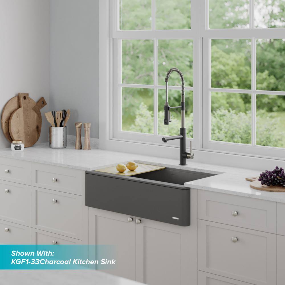 Stainless Steel and Matte Black Pull-Down Kitchen Faucet