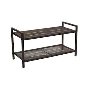 14 H 6-Pair 2-Tier Brown Metal Shoe Rack