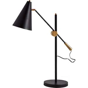 Charlie 26 in. Black Integrated LED No Design Interior Lighting for Living Room with Black Metal Shade