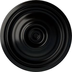 14-3/4" x 1-3/4" Traditional Urethane Ceiling Medallion (Fits Canopies upto 4"), Hand-Painted Jet Black