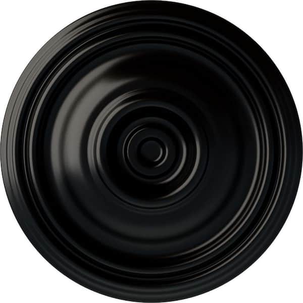 Ekena Millwork 14-3/4" x 1-3/4" Traditional Urethane Ceiling Medallion (Fits Canopies upto 4"), Hand-Painted Jet Black