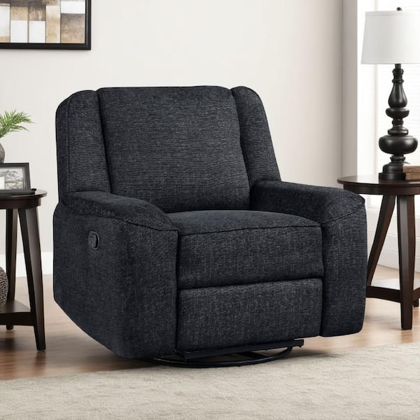 Ruma Ebony Black Chenille Swivel Recliner