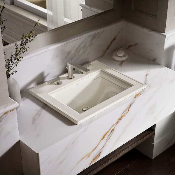 Memoirs 22.8 in. x 10 in. Drop-In Bathroom Sink in Biscuit Vitreous China
