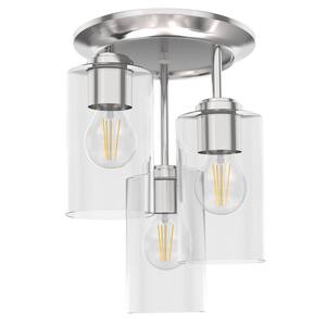 8.75 in. 3-Light Silver Farmhouse Semi-Flush Mount with Shade and No Bulbs Included