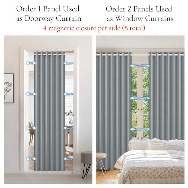 Helhom 1-Panel 45 in. x 80 in. Gray Faux Linen Composite Accordion
